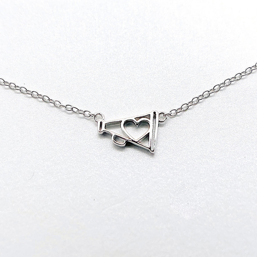 Dainty Cheer Megaphone Necklace - Solid .925 Sterling Silver