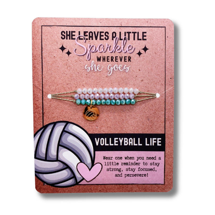 Volleyball Life Charm Bracelet Set with 14K Gold plated 'Volleyball' charm.
