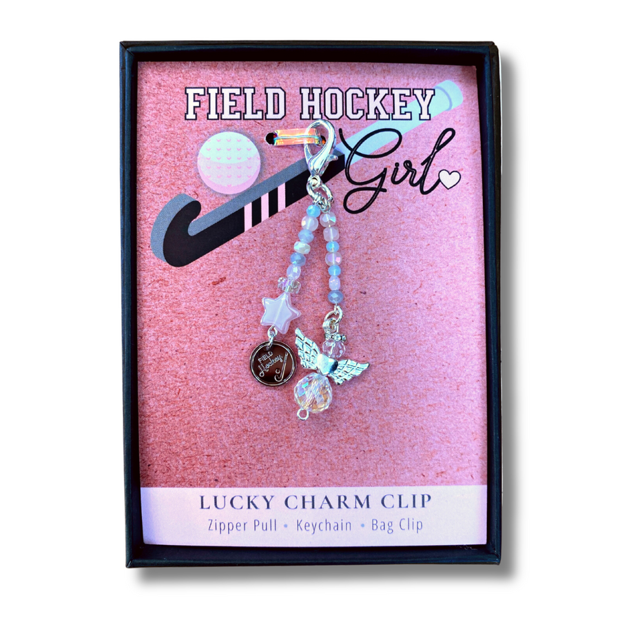 Field Hockey Girl Charm Clip with 'Field Hockey' charm, that PERFECT little something!