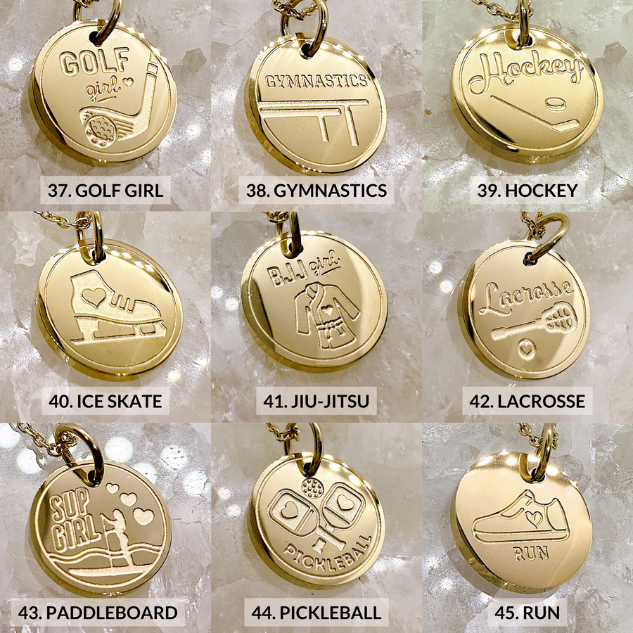 Some disc charm options in gold.
