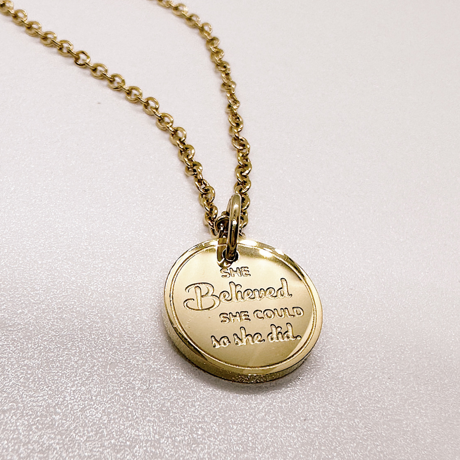 She Believed She Could So She Did Charm Necklace | Encouragement Gift | Hypoallergenic and Tarnish-Resistant