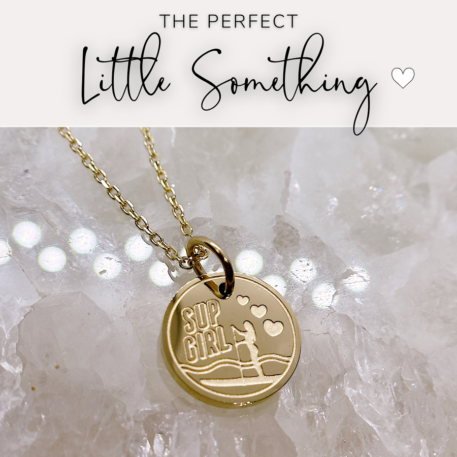 That perfect little something, stand up paddleboard disc charm necklace.