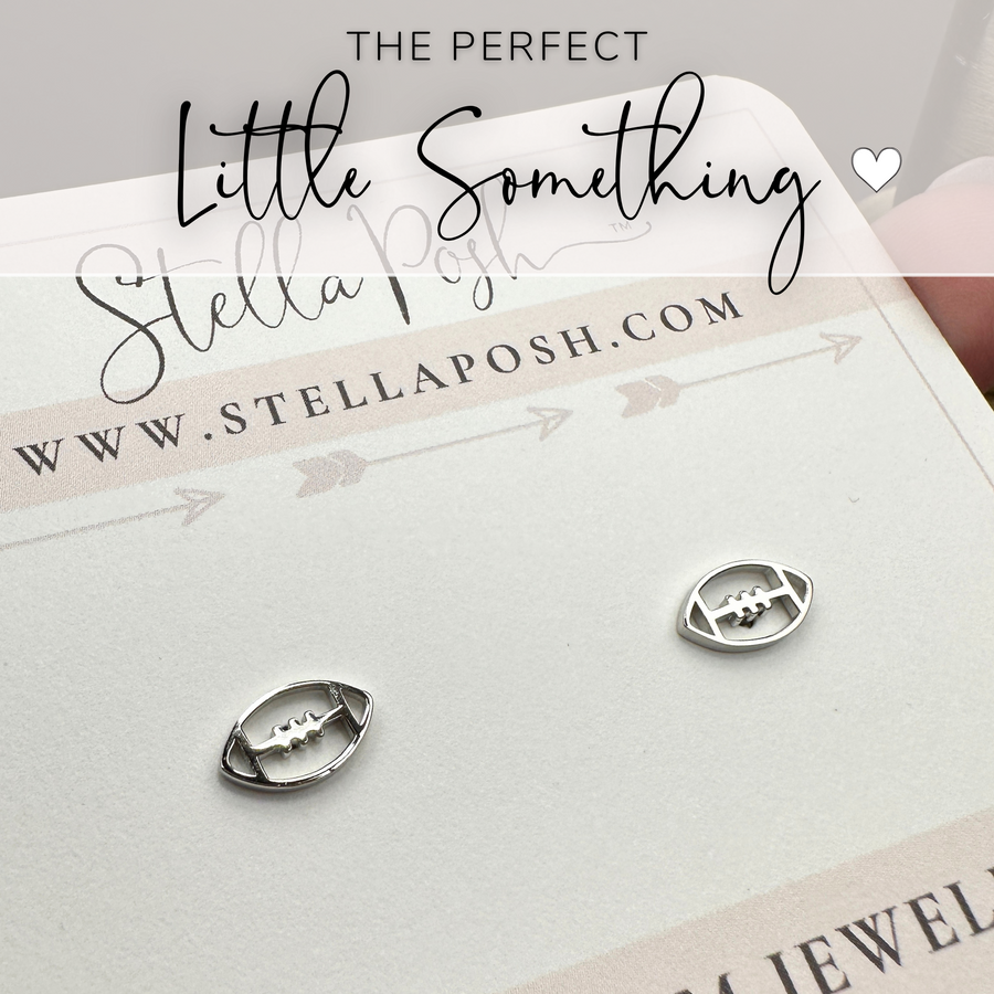 The perfect little something, tiny silver Football earrings..