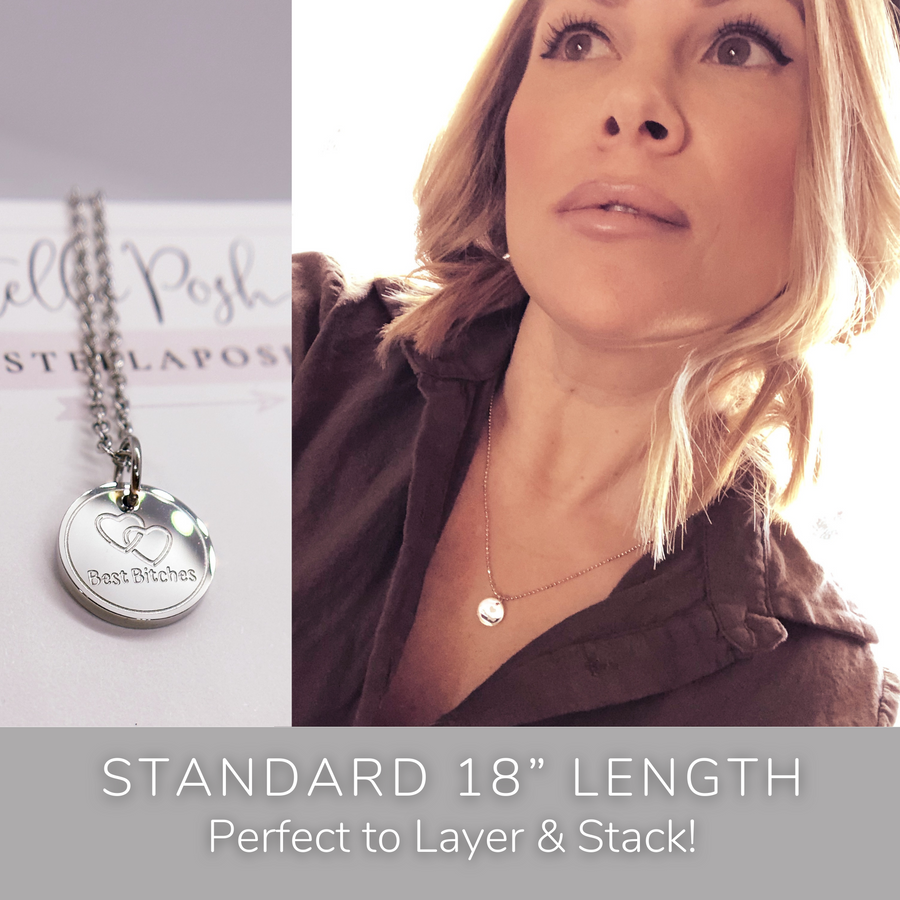Stackable disc charm necklace.