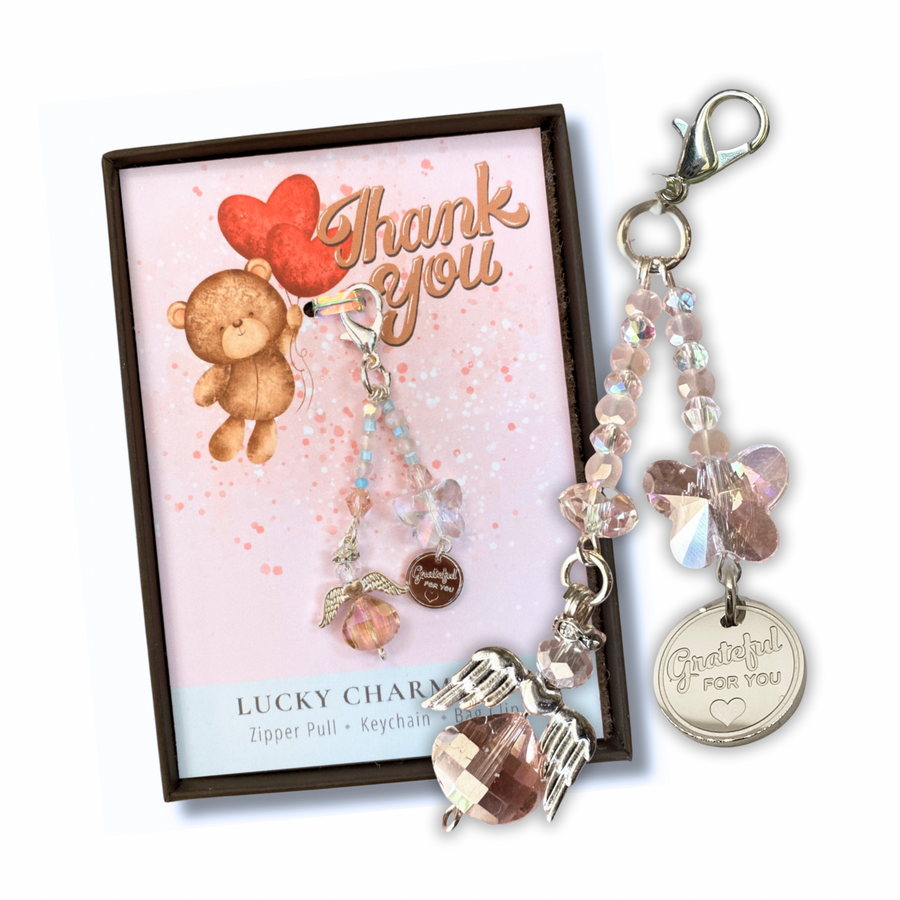 Thank You Charm Clip with 'Grateful for You with a heart' charm, that PERFECT little something!