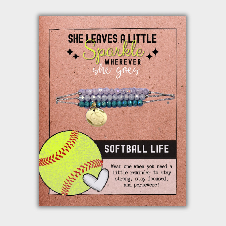 Softball Life Charm Bracelet Set with 14K Gold plated 'Softball' charm, the Perfect little something.