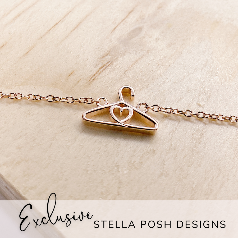 Exclusive Stella Posh designed .925 silver Hanger Necklace in gold, for fashion girl layering.