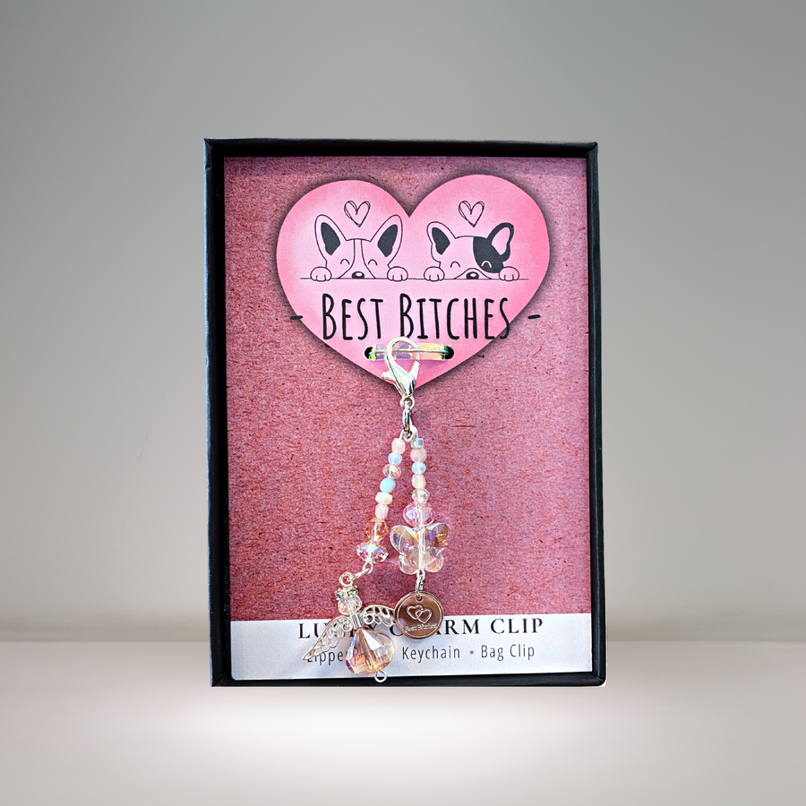 Best Friends Charm Clip with 'Best Bitches' with 2 hearts charm, that PERFECT little something!