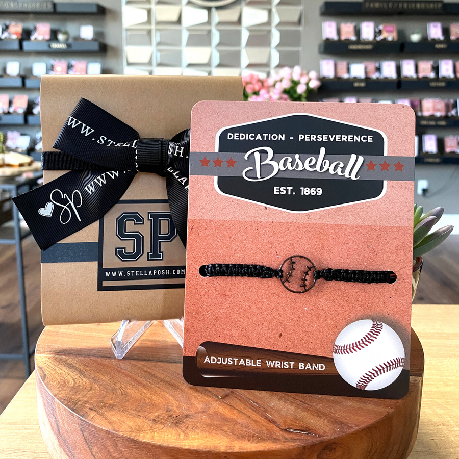Baseball unisex adjustable wristband with gift package.