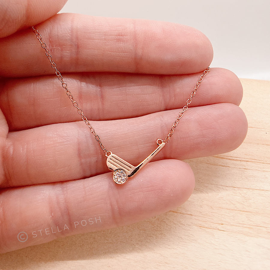 .925 silver Tiny Golf Necklace with tiny premium cubic zirconias.